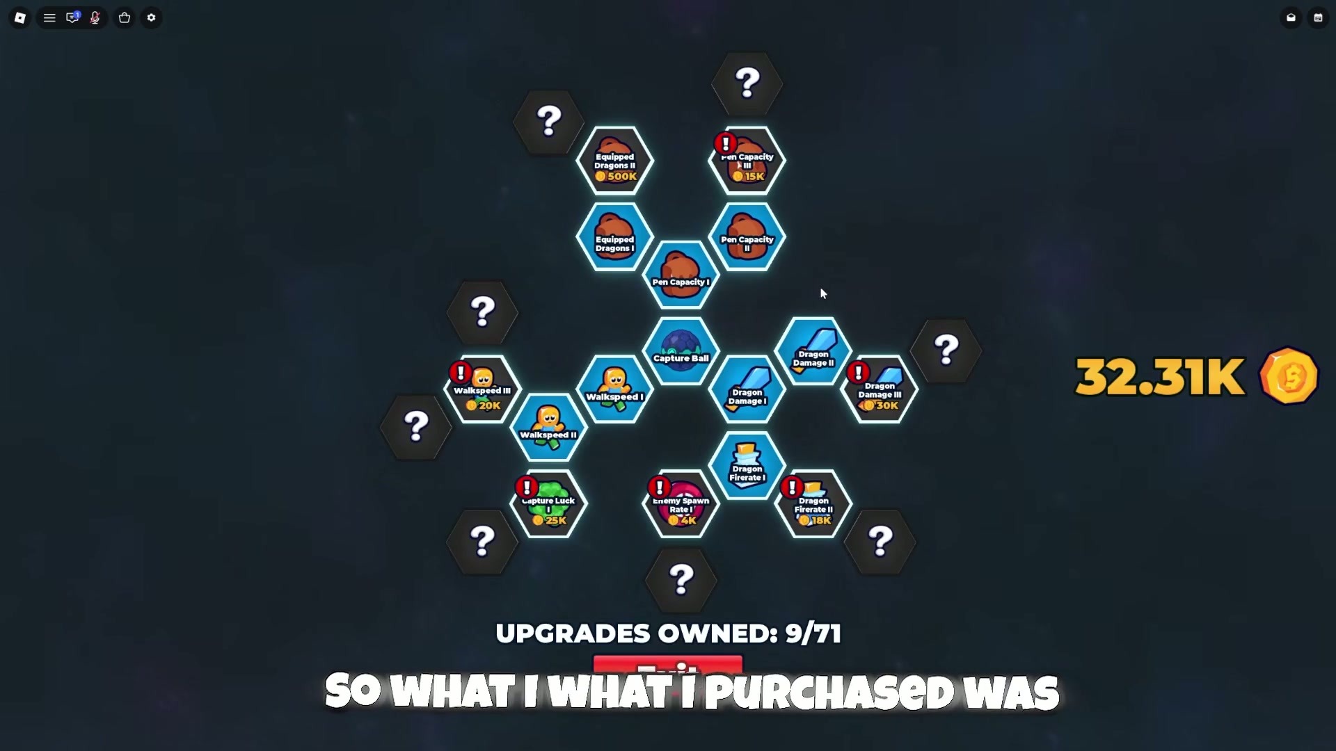 Upgrade tree shows Pen Capacity III, Walkspeed III, Capture Luck II, Enemy Spawn Rate I, Damage III, and Fire Rate II.